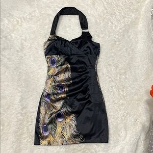 Le Chateau Black and Gold Mini Dress